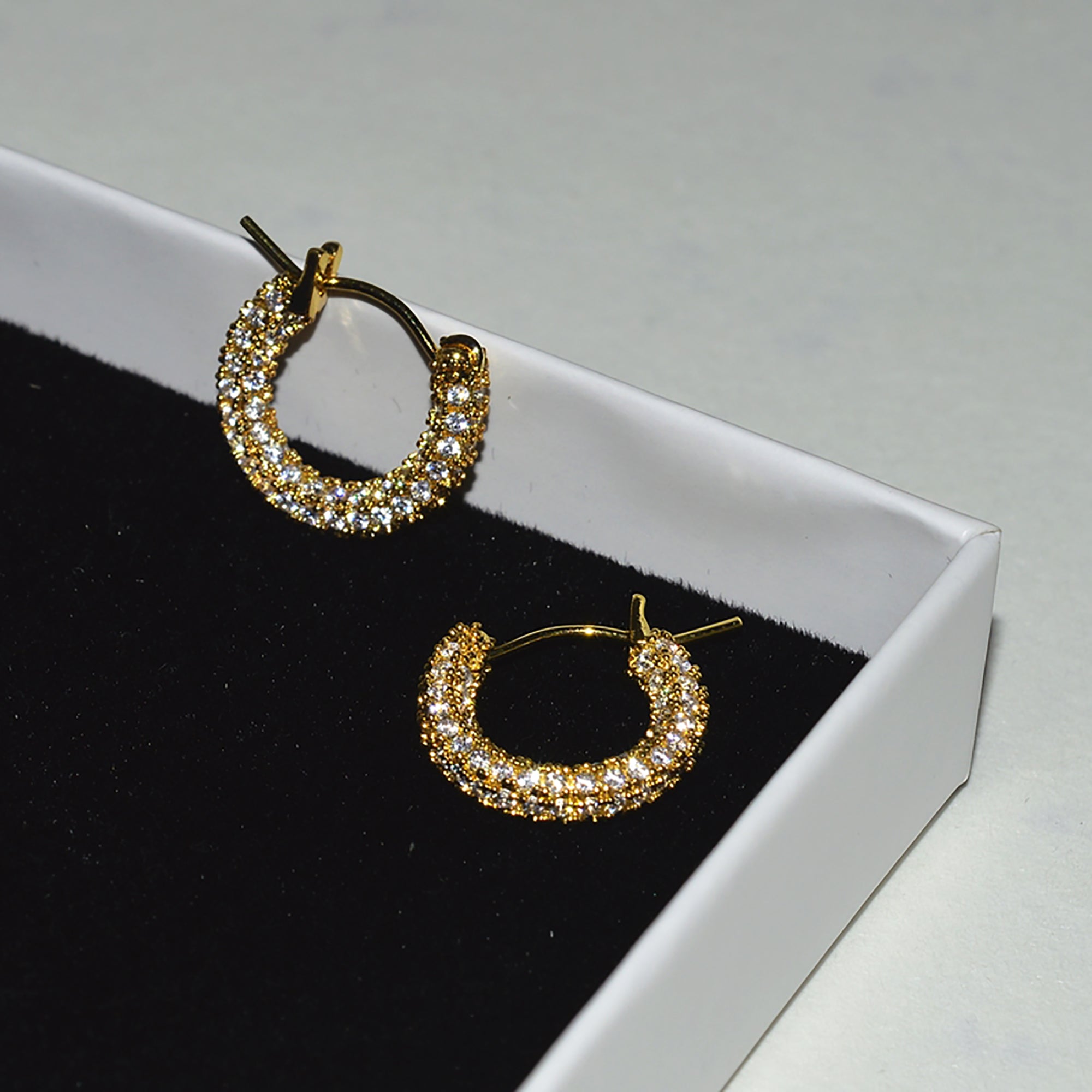 Gold Plated CZ Hoop Earrings Gift wedding influencer styling KOL / Youtuber / Celebrity / Fashion Icon