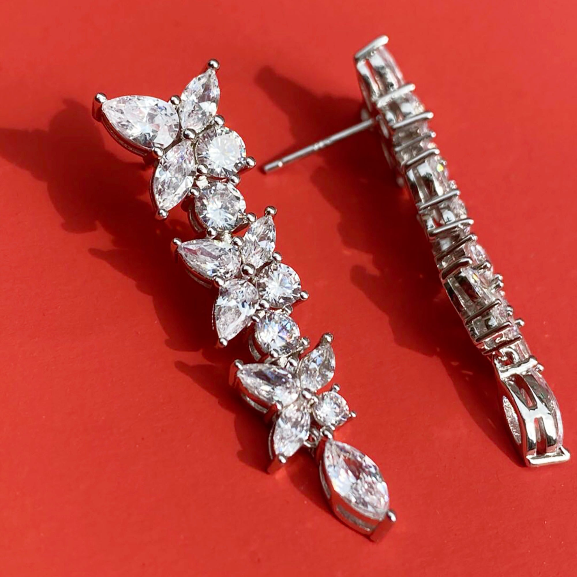 Vintage CZ Link Wedding Earrings Valentine Day Gift Mother's Day