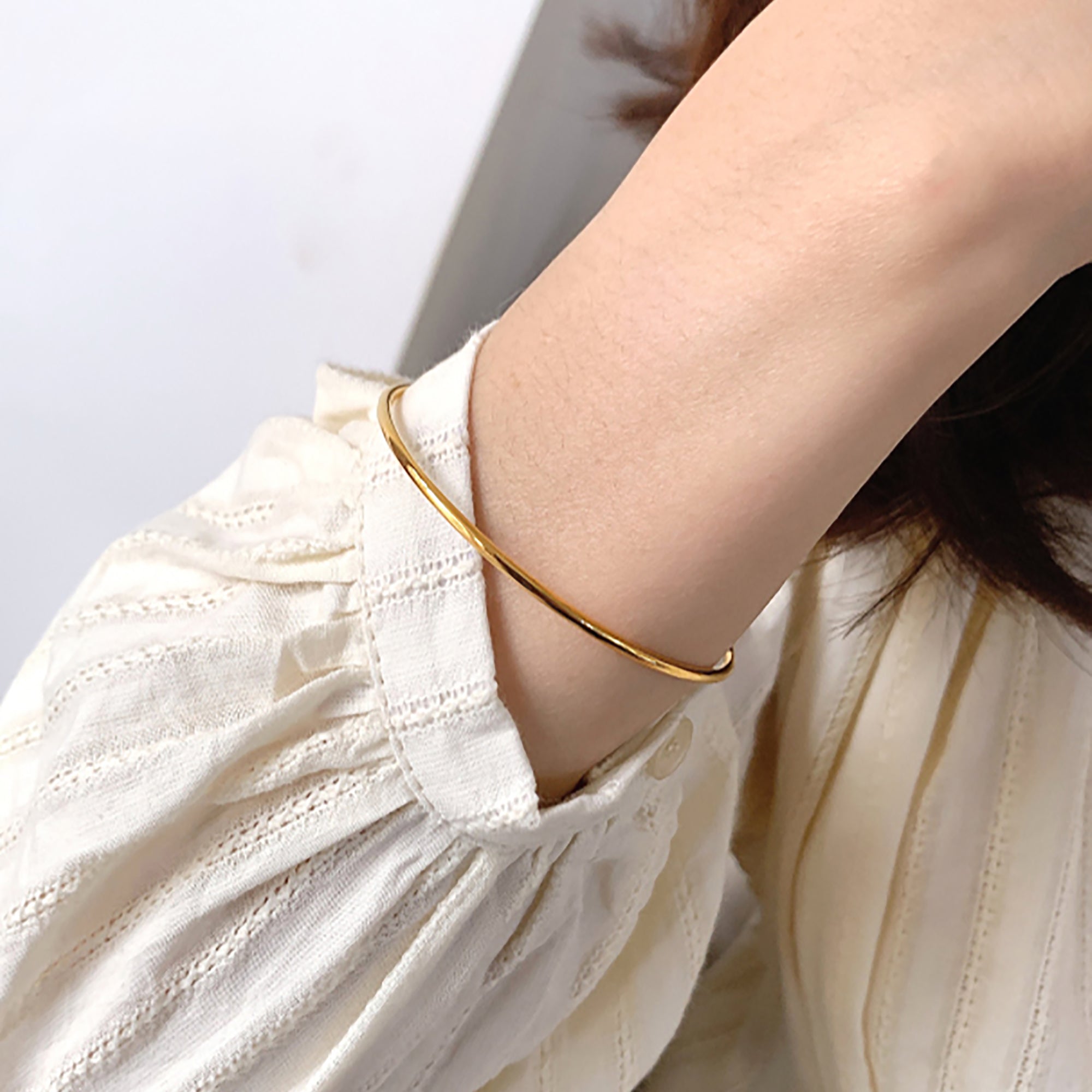 2 in 1 18K Gold Plated Simple Bangle Bracelet Valentine Day Gift Mother's Day