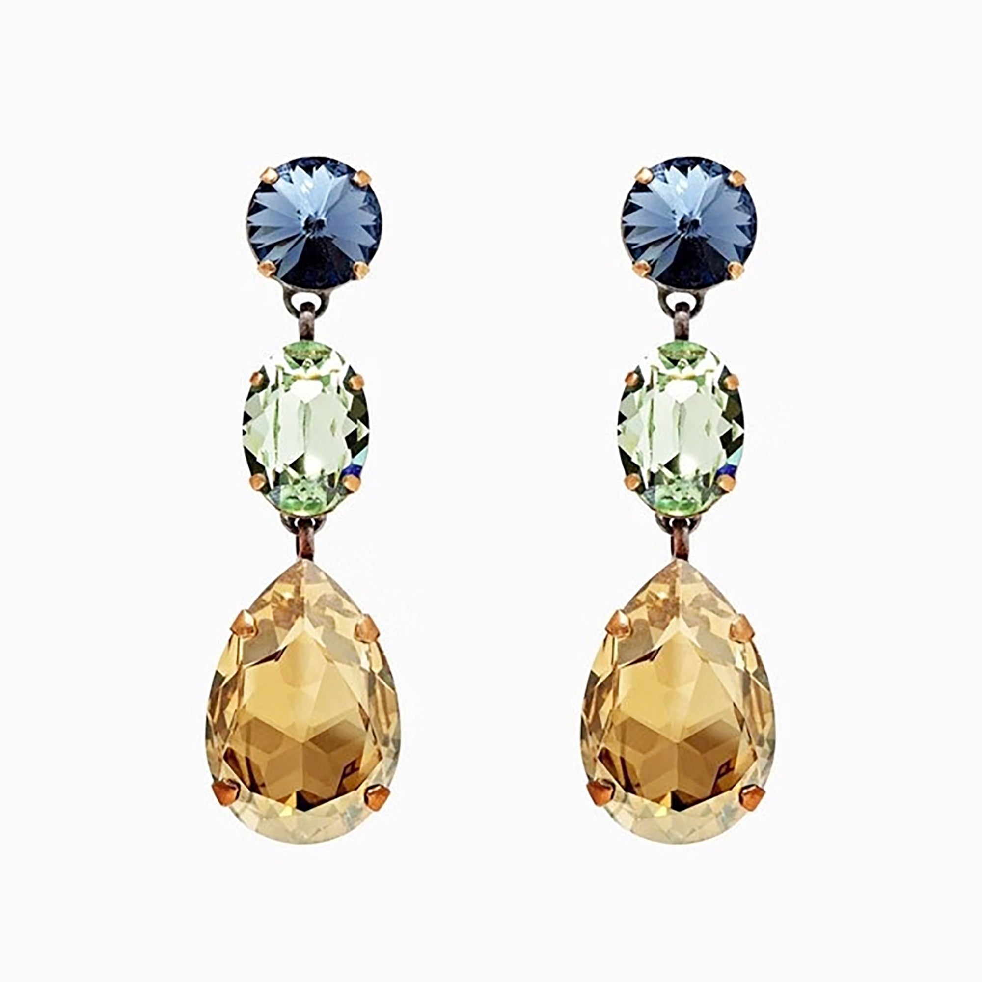 Vintage Color Teardrop Crystal Dangle Earrings