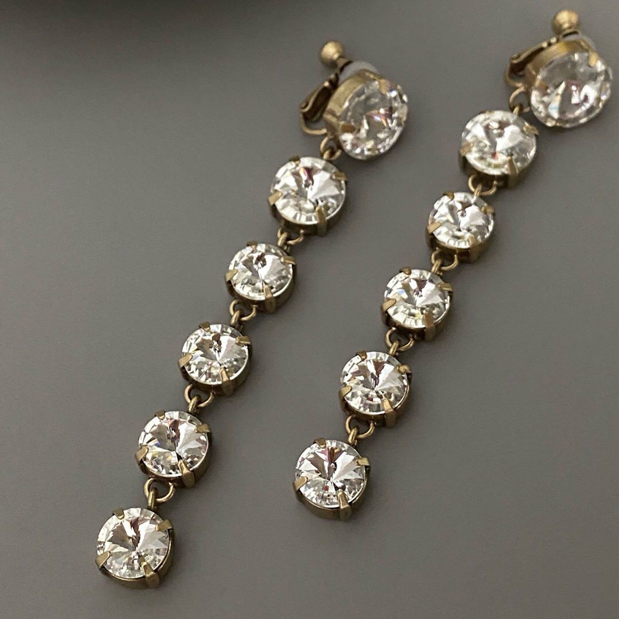 Vintage Rhinestone Link Earrings Valentine Day Gift Mother's Day