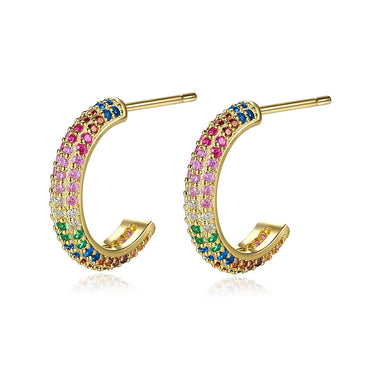 Gold Plated Color CZ Hoop Earrings Gift wedding influencer styling KOL / Youtuber / Celebrity / Fashion Icon picked