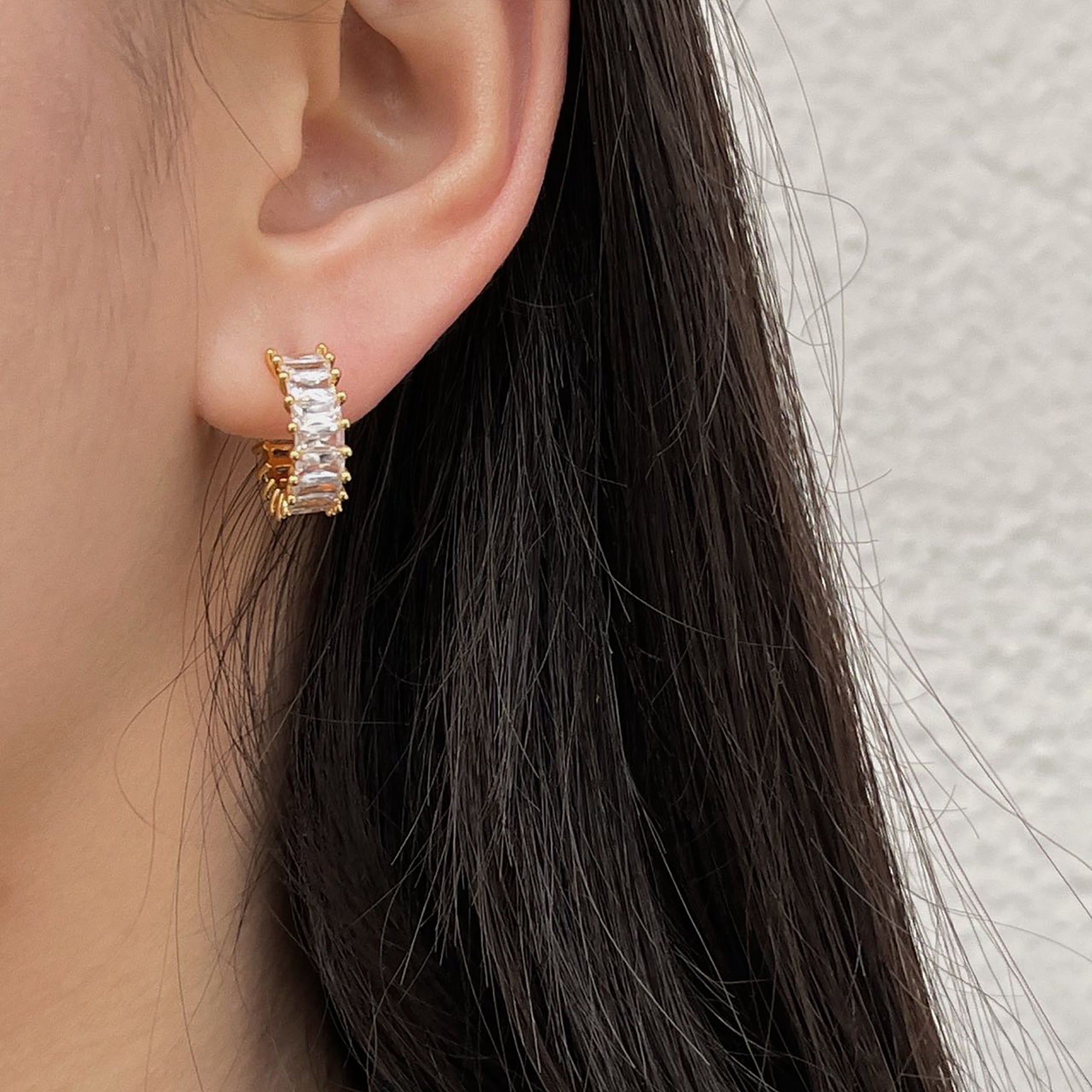 Gold Plated w/ CZ Hoop Earrings