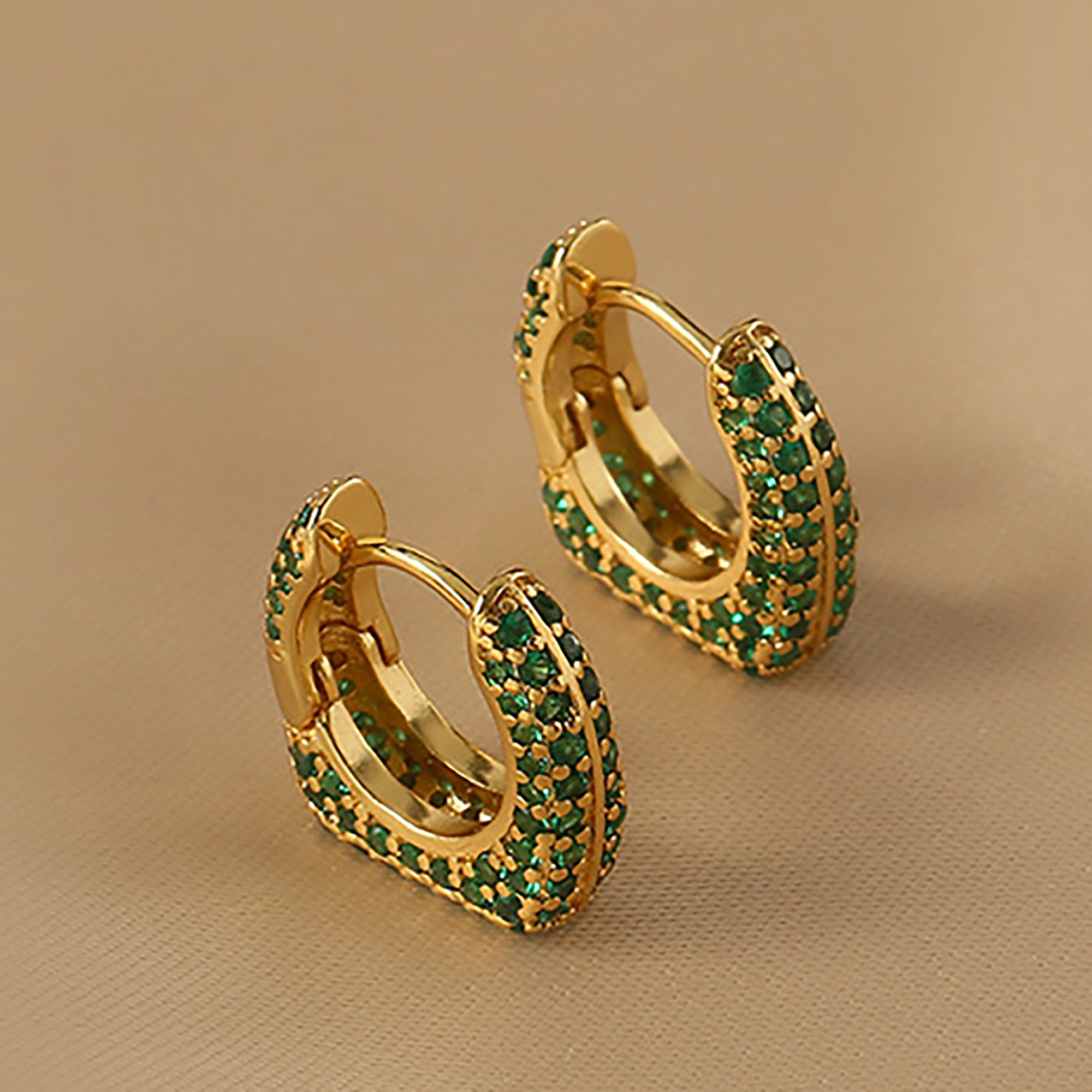 18K Gold Color CZ Hoop Earrings Gift Valentine day KOL Birthday Gift