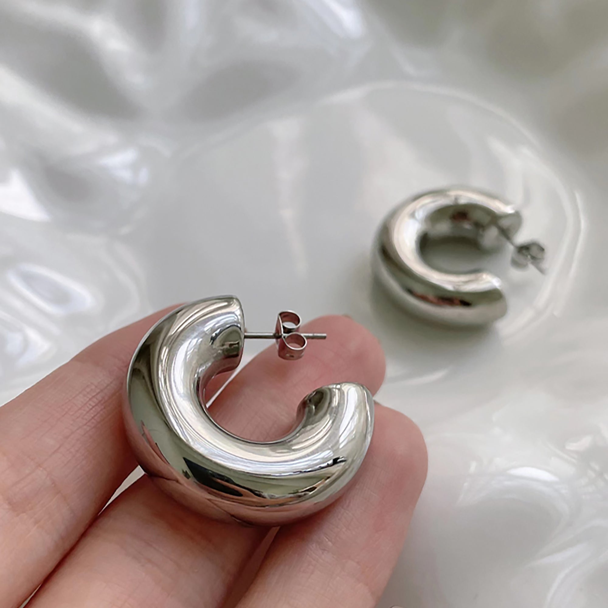 Stainless Steel Simple Hoop Earrings