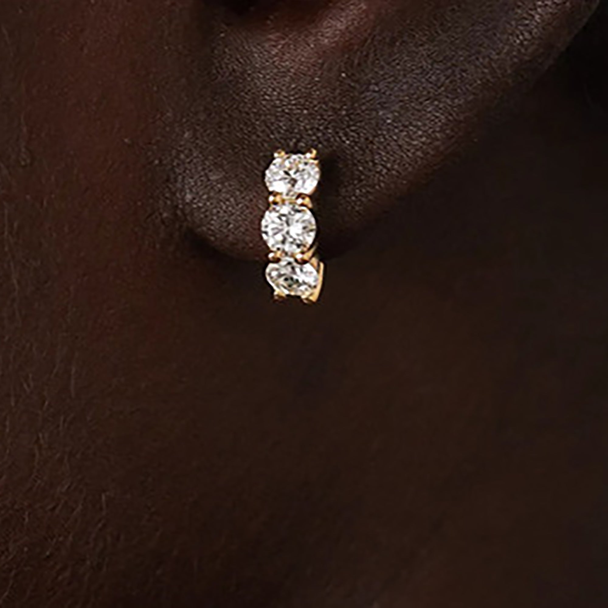 Gold Plated CZ Link Hoop Earrings