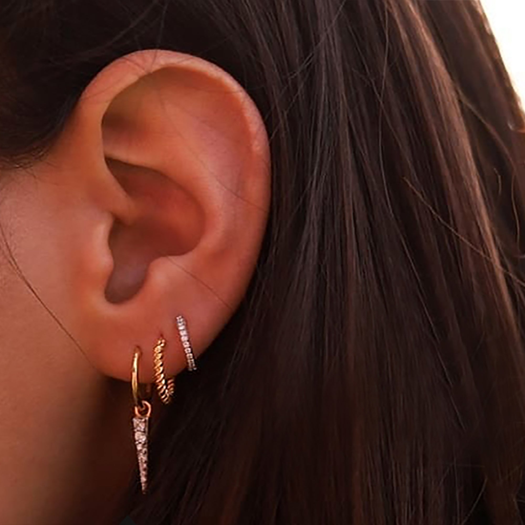 18K Gold Plated Hoop w/ CZ Spike Earrings