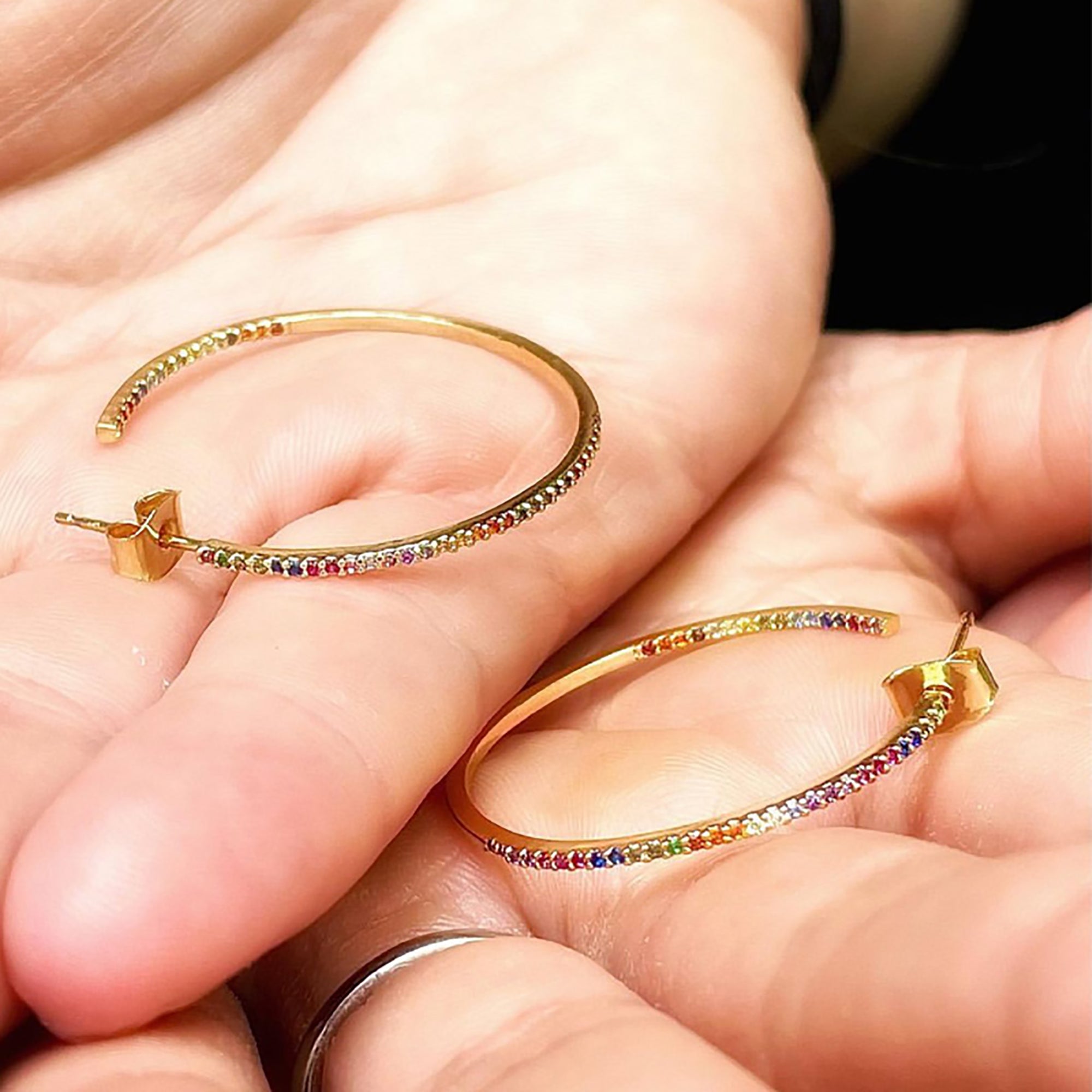 Gold Plated Color CZ Hoop Earrings Gift wedding influencer styling KOL / Youtuber / Celebrity / Fashion Icon picked