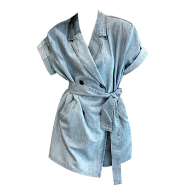 Denim Light Blue Short Sleeves Mini Dress