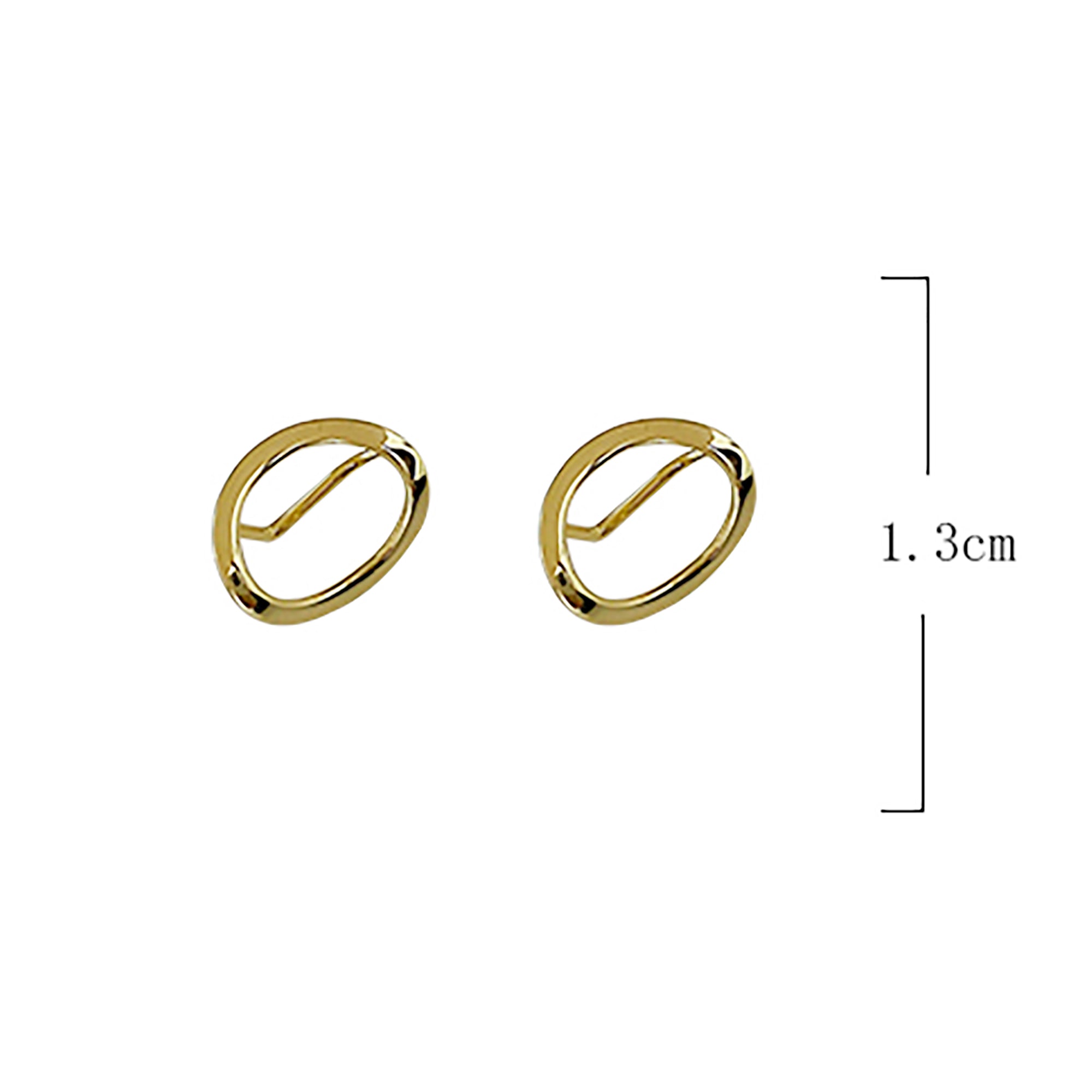 Gold Plated Oval Stud Earrings Valentine Day Gift Mother's Day