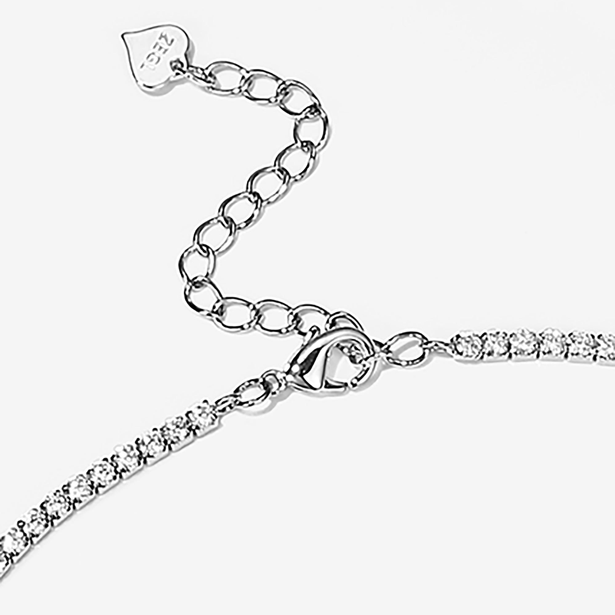 White Gold Plated CZ Letters / Initial Choker Necklace