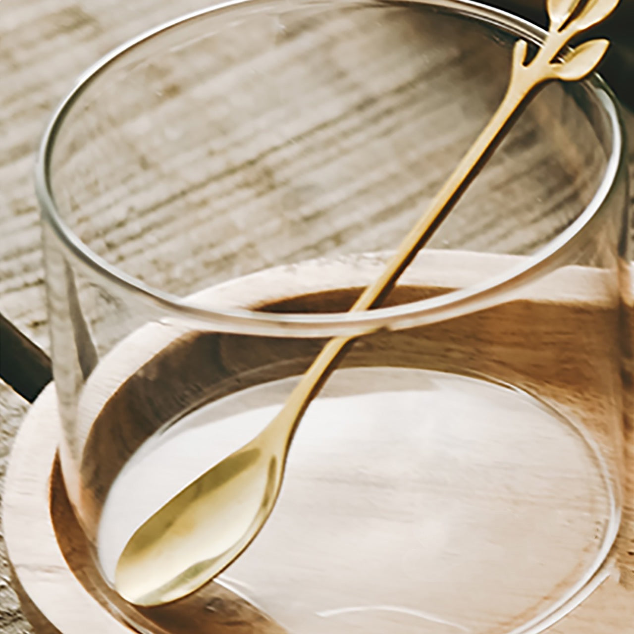 Glasses Coffee cup with Wooden Tray Set