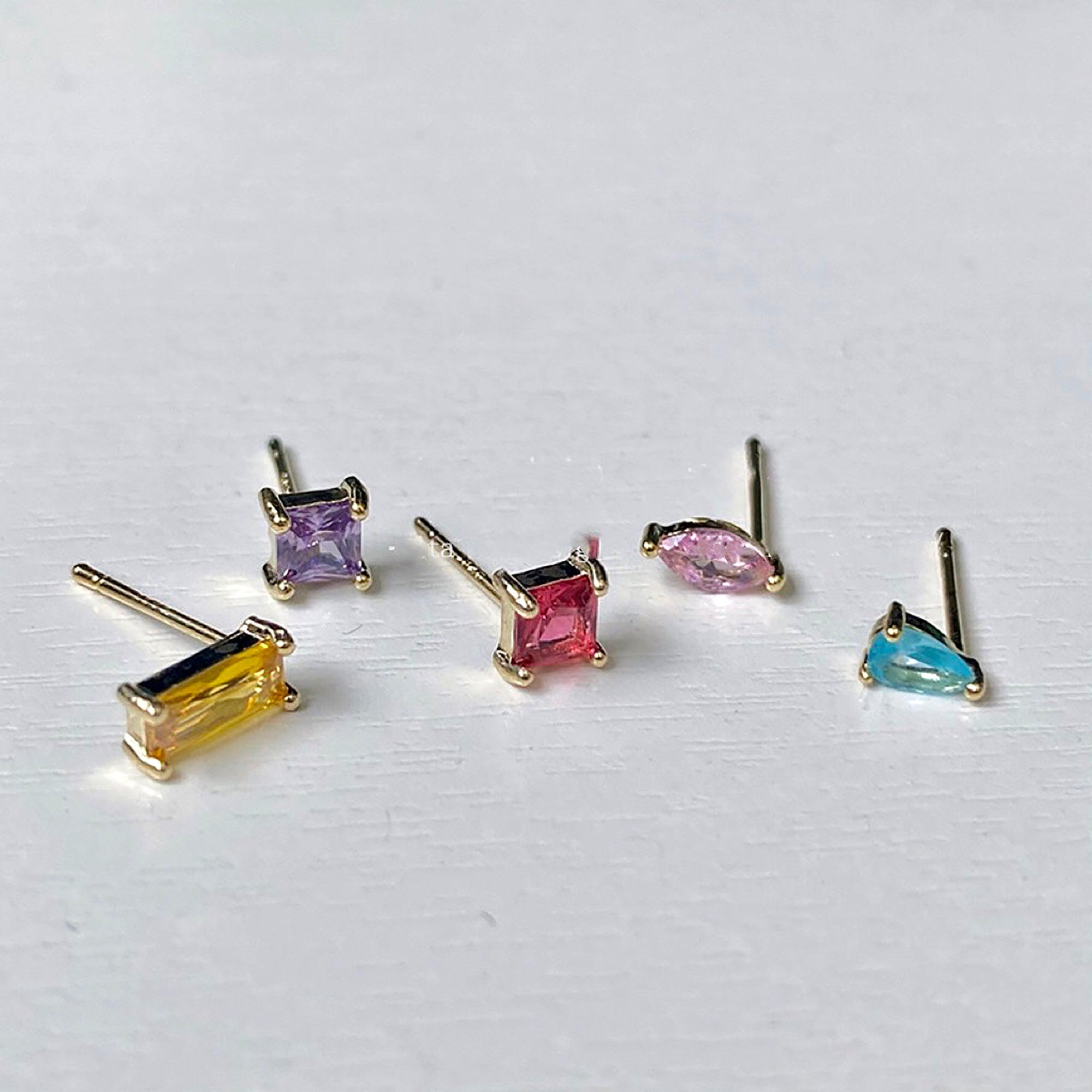 Color Set Gold Plated 925 Sterling Silver CZ Stud Earrings Gift Party wedding influencer styling KOL / Youtuber / Celebrity / Fashion