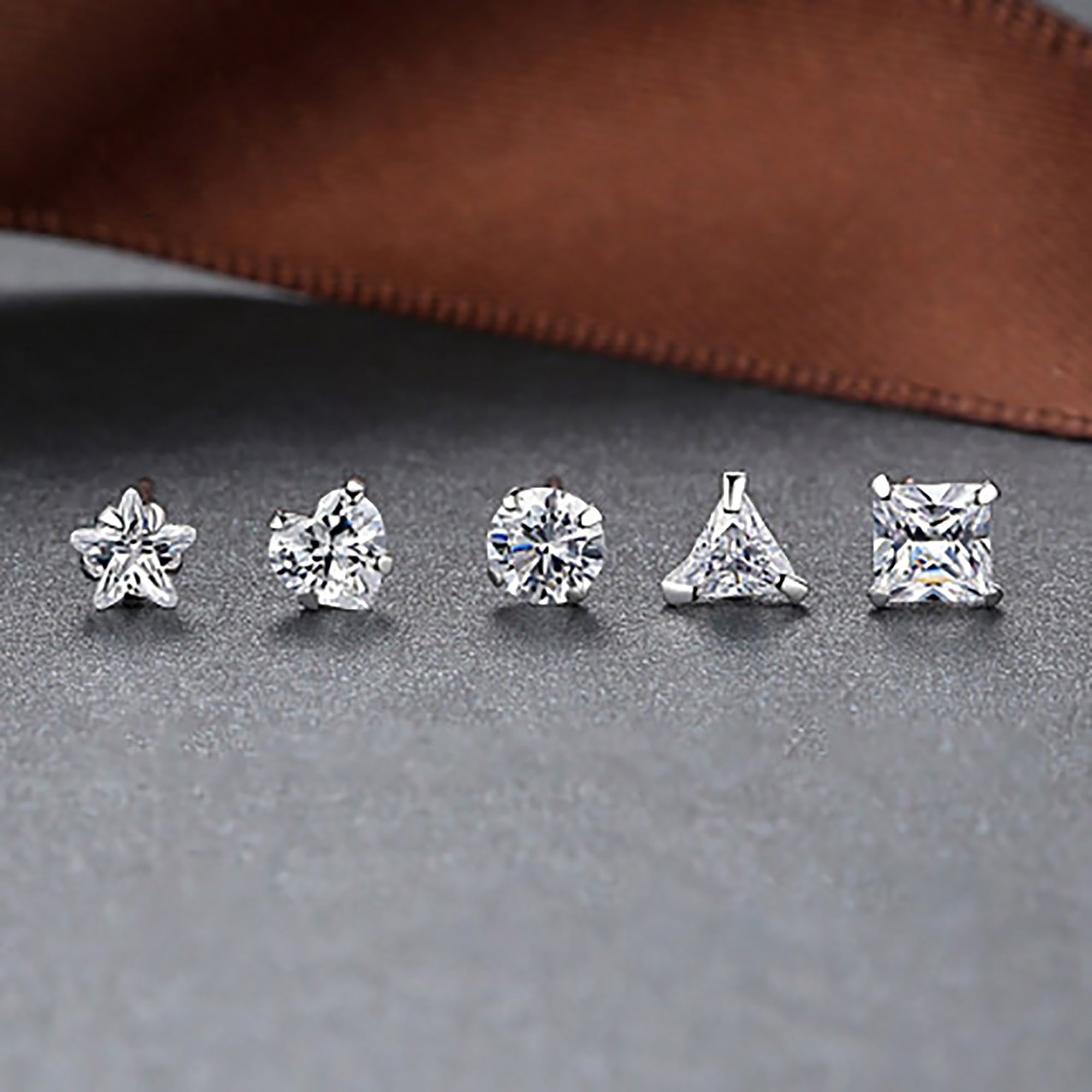 4 Shape 925 Sterling Silver CZ Stud Earrings Gift Party wedding influencer styling KOL / Youtuber / Celebrity / Fashion Icon