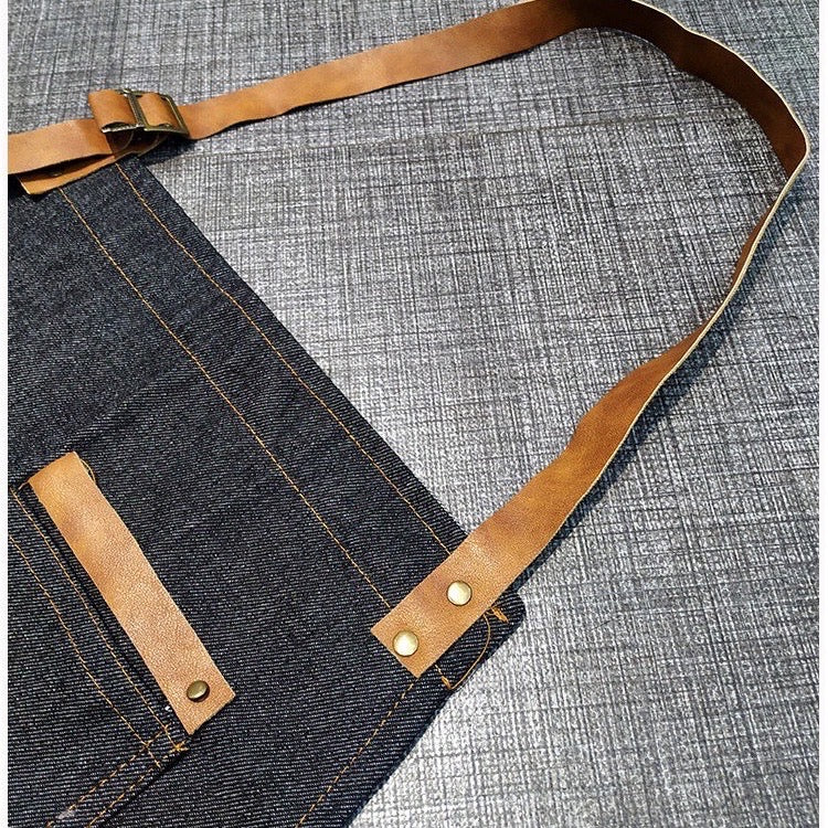 Apron w/ Leather Neck Strape - Denim