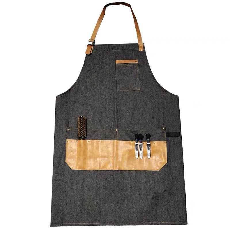 Apron w/ Leather Neck Strape - Denim