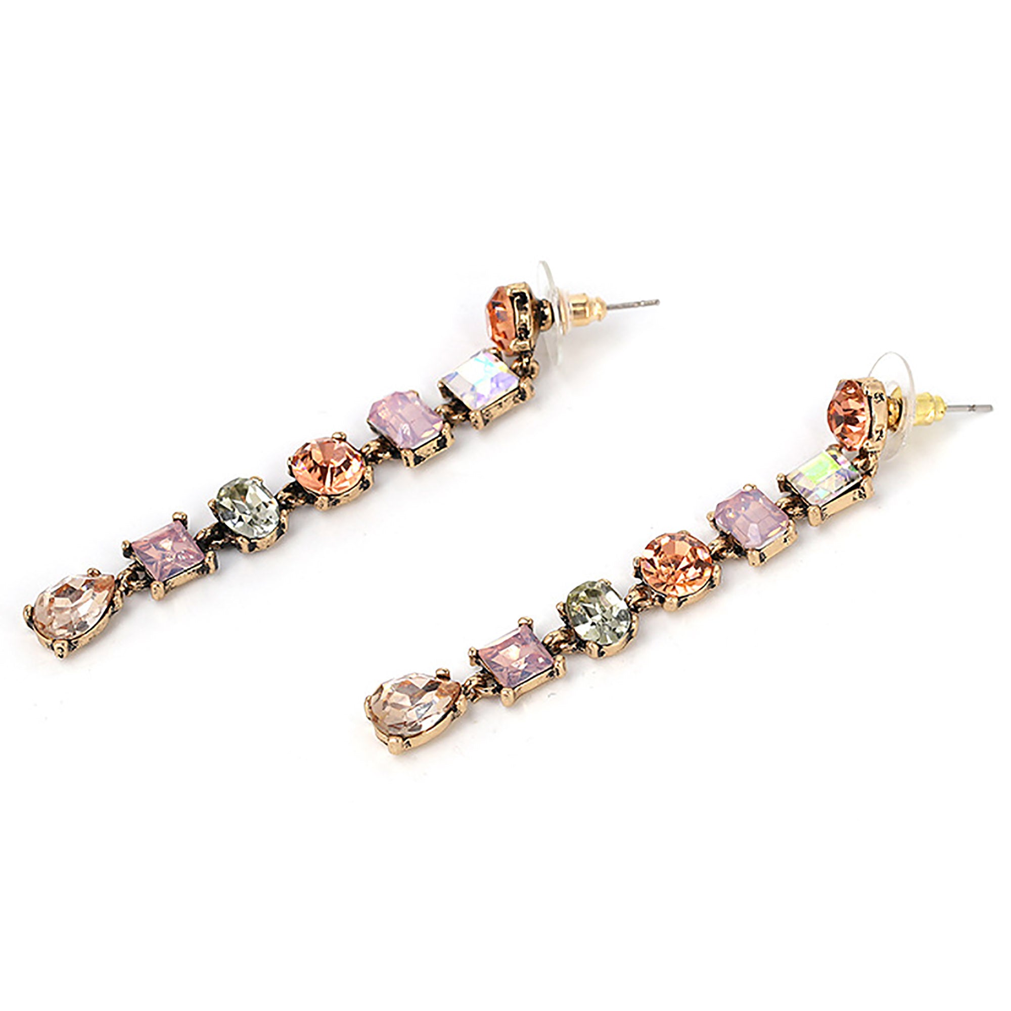 Rhinestone Link Dangle Stud Earrings