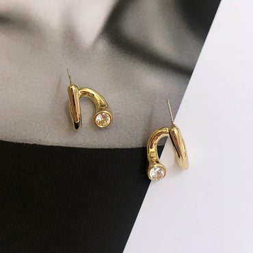 Gold Plated w/ CZ Deco Suspender Ear Cuff Earrings Valentine Day Gift Anniversary birthday wedding