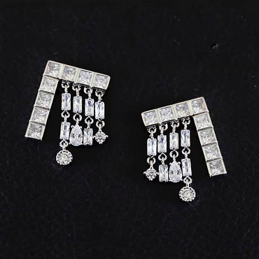 White Gold Plated with CZ Dangle Stud Earrings Gift Party wedding valentine's Day Anniversary