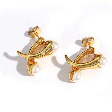 Gold Plated w/ Peal Double Side Designer Earrings Valentine Day Gift birthday party anniversary