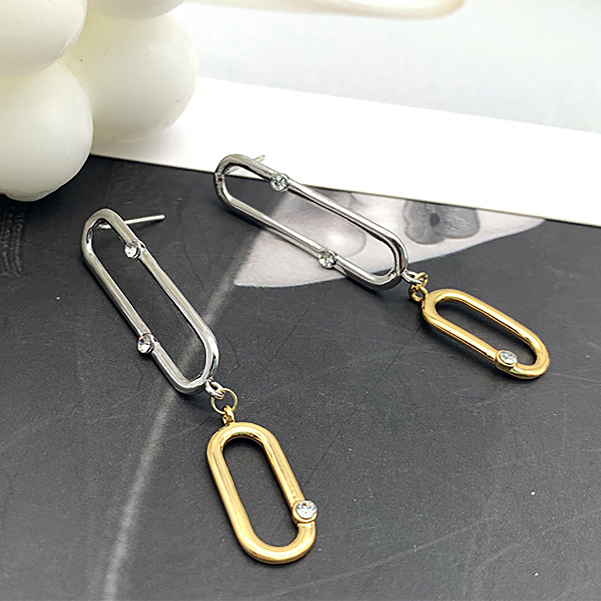 Chunky Oval Metal Link Earrings Influencer gift party wedding