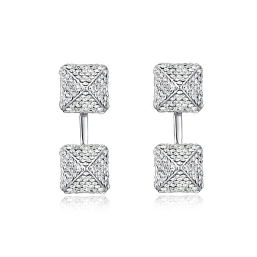 White Gold Plated w/ CZ Spike Dangle Stud Earrings Valentine Day Gift Mother's Day wedding fashion show Active