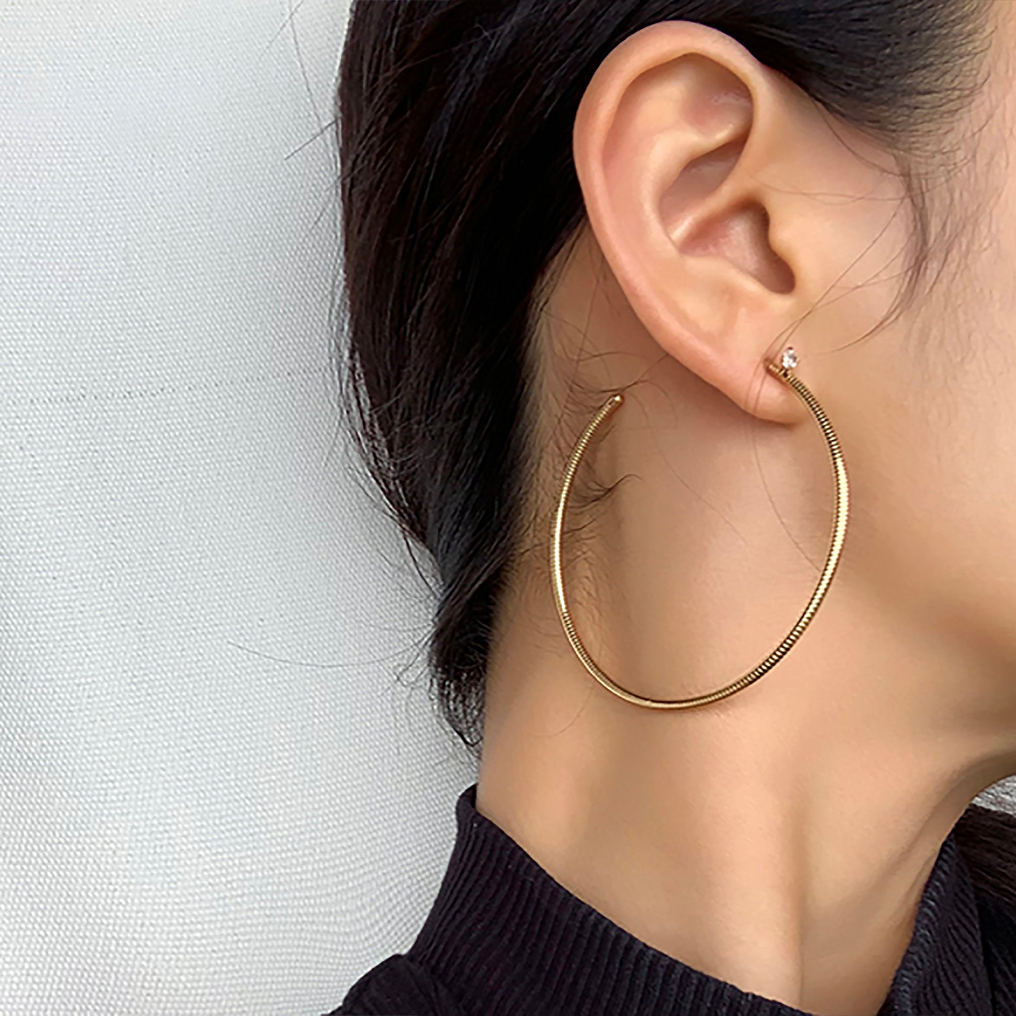 18K Gold Plated w/ CZ Hoop Earrings