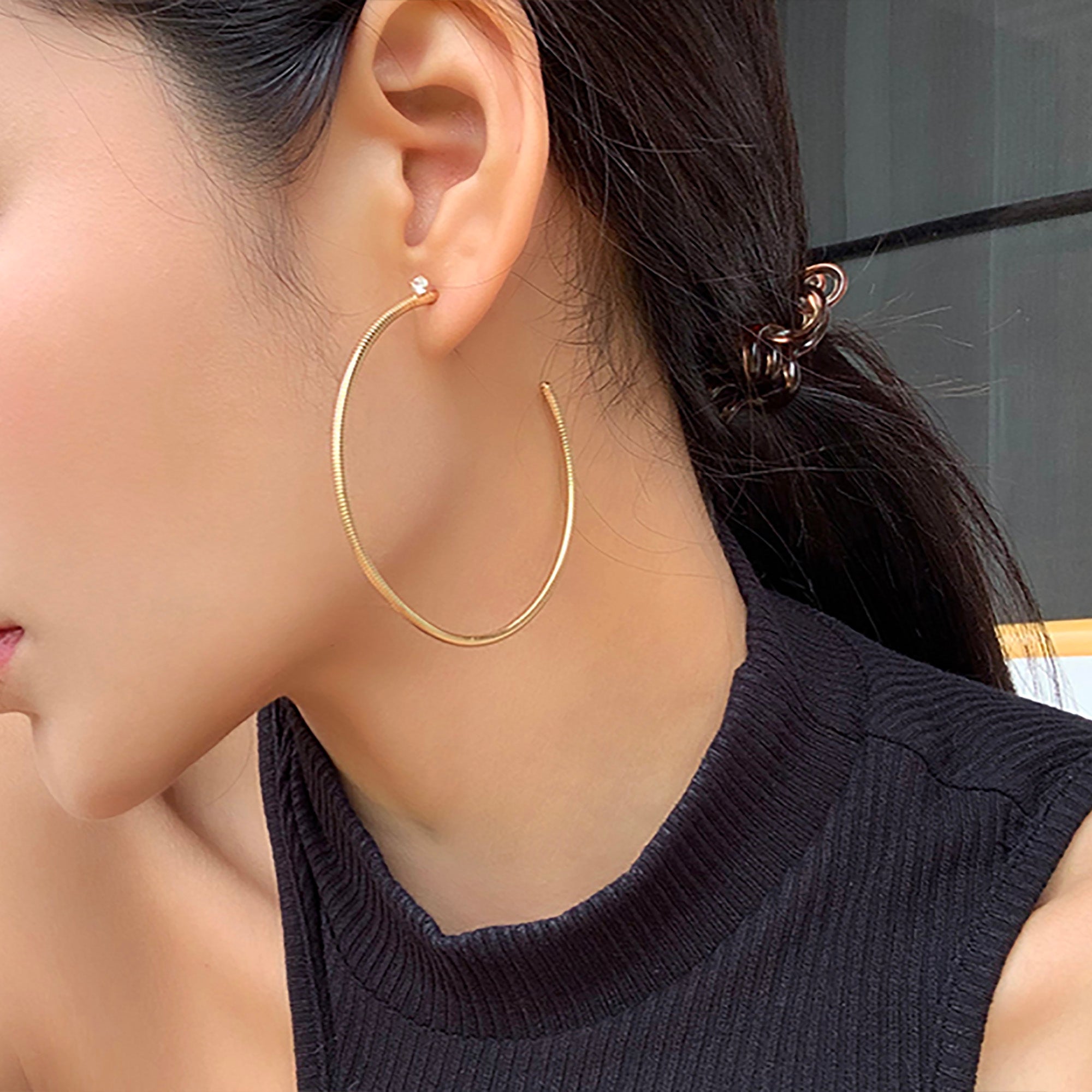 18K Gold Plated w/ CZ Hoop Earrings