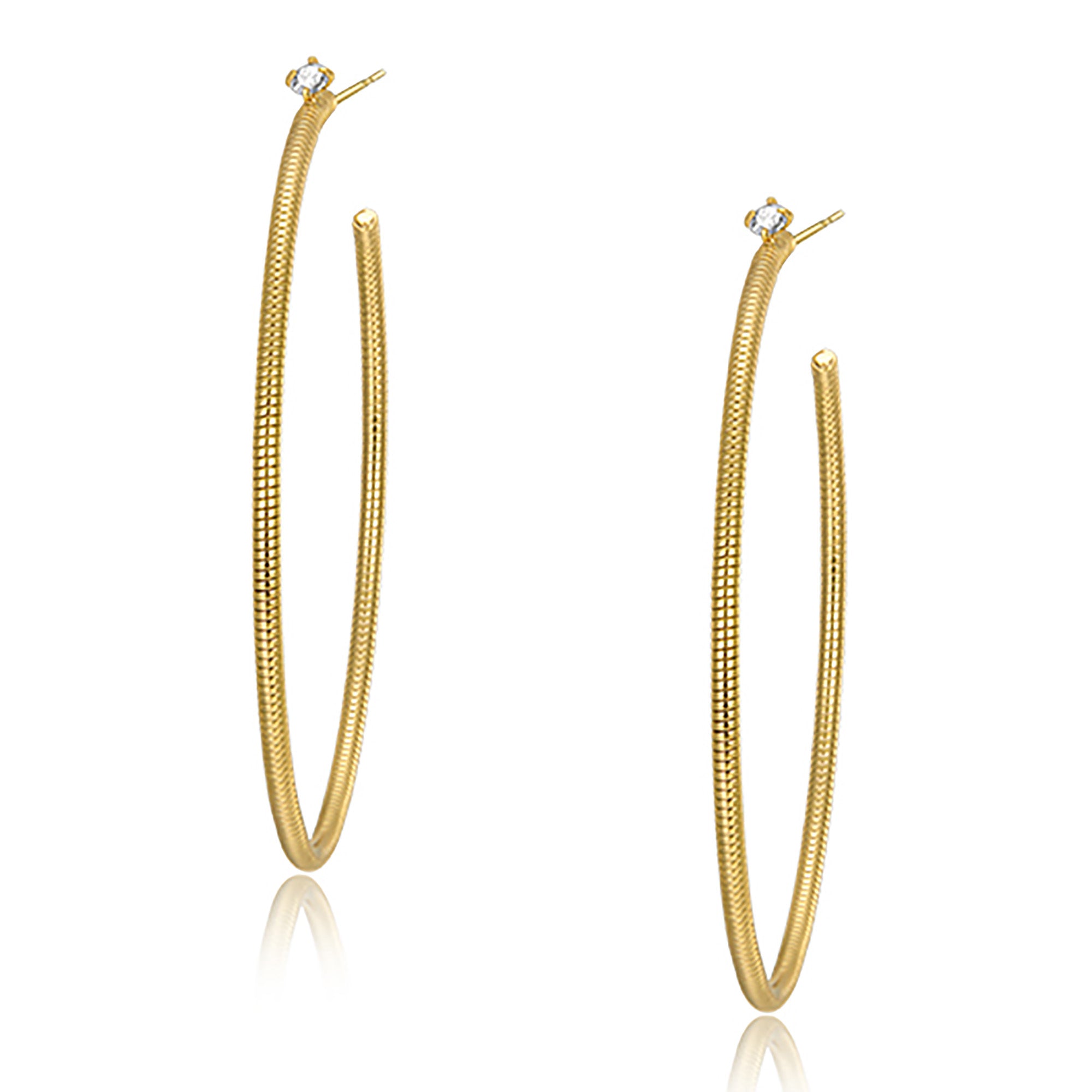 18K Gold Plated w/ CZ Hoop Earrings