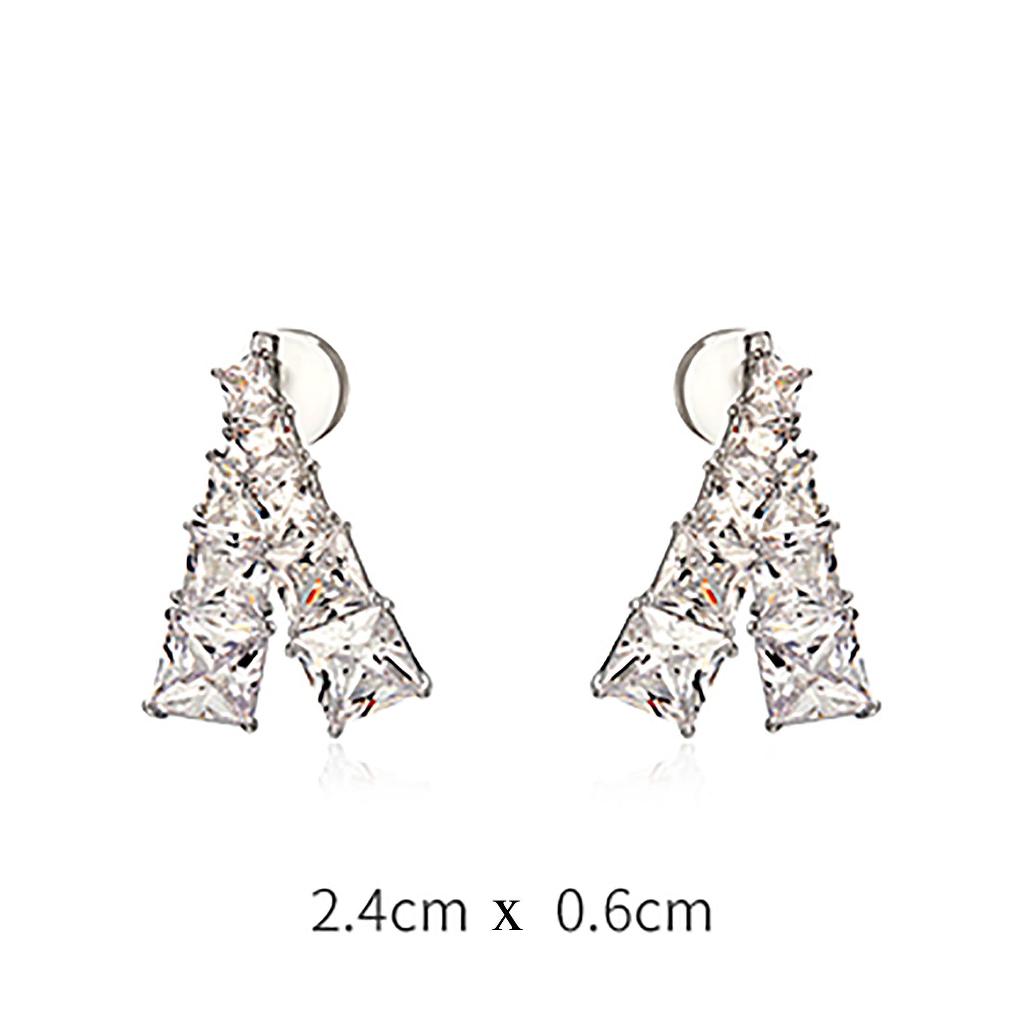 White Gold Plated w/ CZ Double Side Earrings