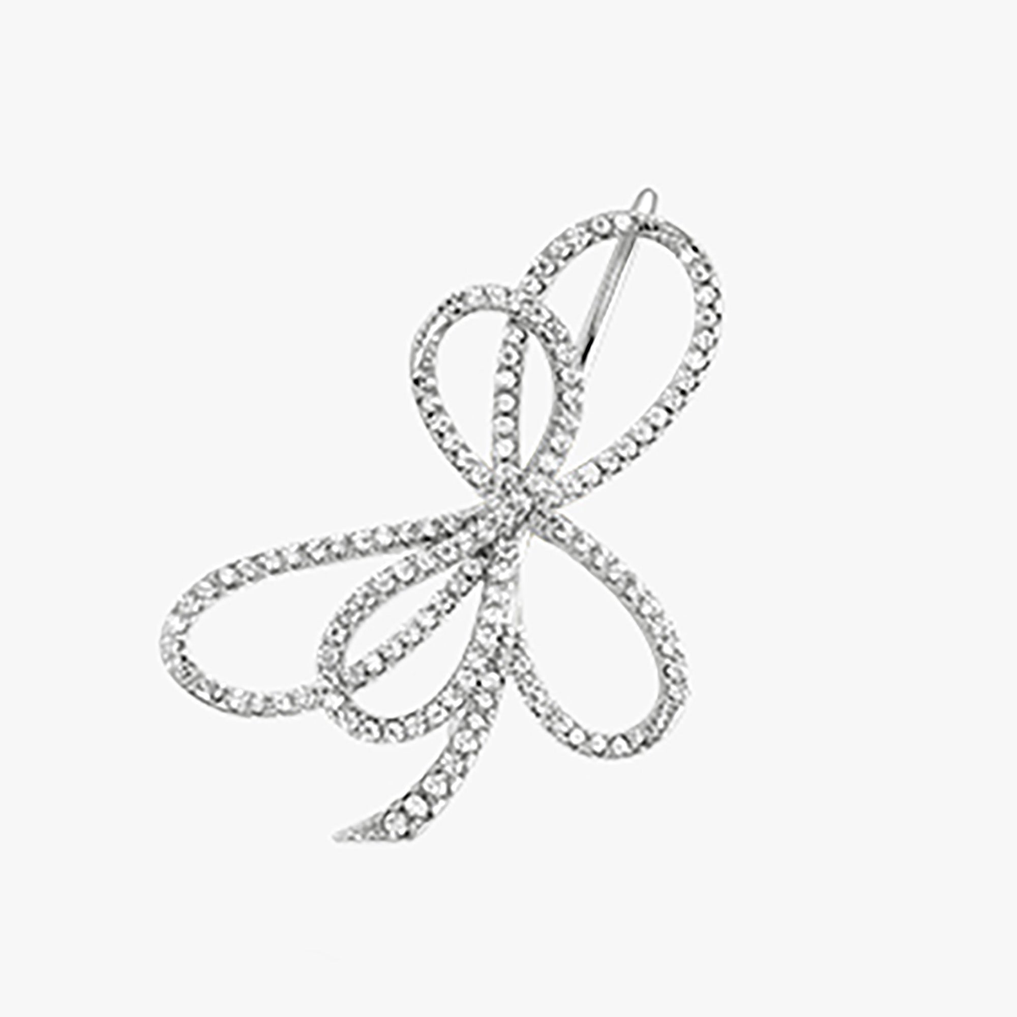 White Gold Plated CZ Asymmetry Ear Cuff / Earrings