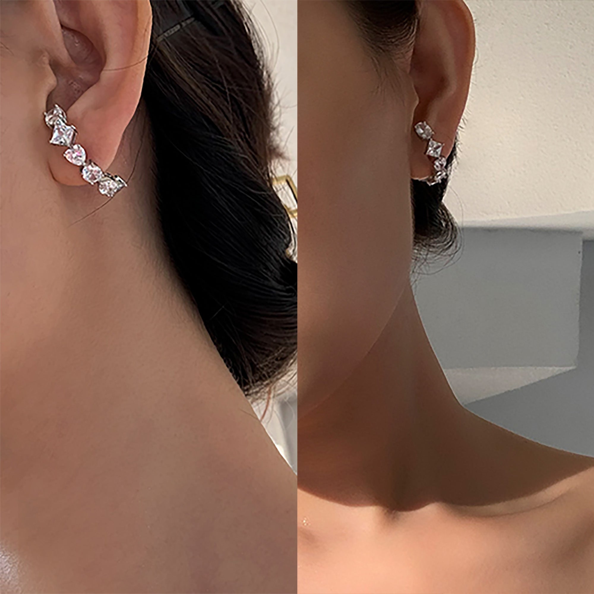 White Gold Plated CZ Suspender Earrings