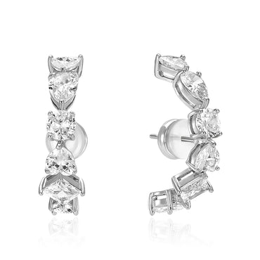 White Gold Plated CZ Suspender Earrings