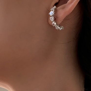 White Gold Plated CZ Suspender Earrings