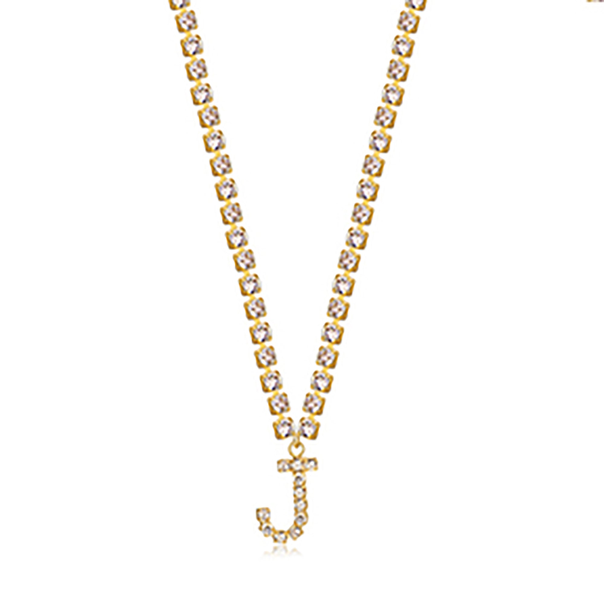 18K Gold Plated CZ Letters Pendant Necklace AnChus