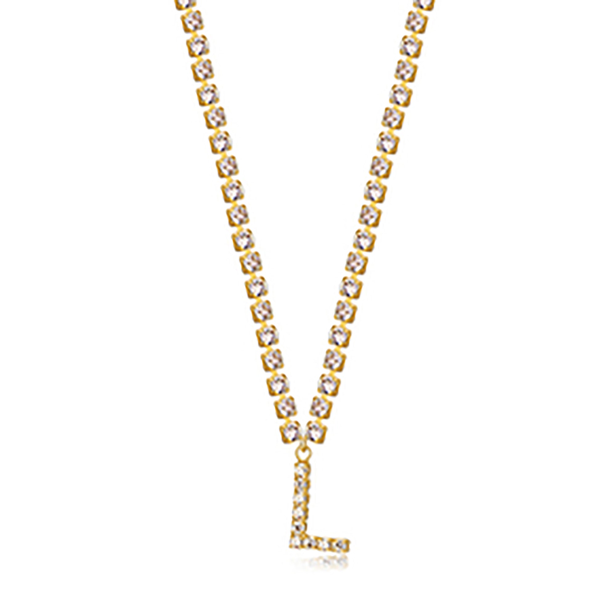 18K Gold Plated CZ Letters Pendant Necklace AnChus