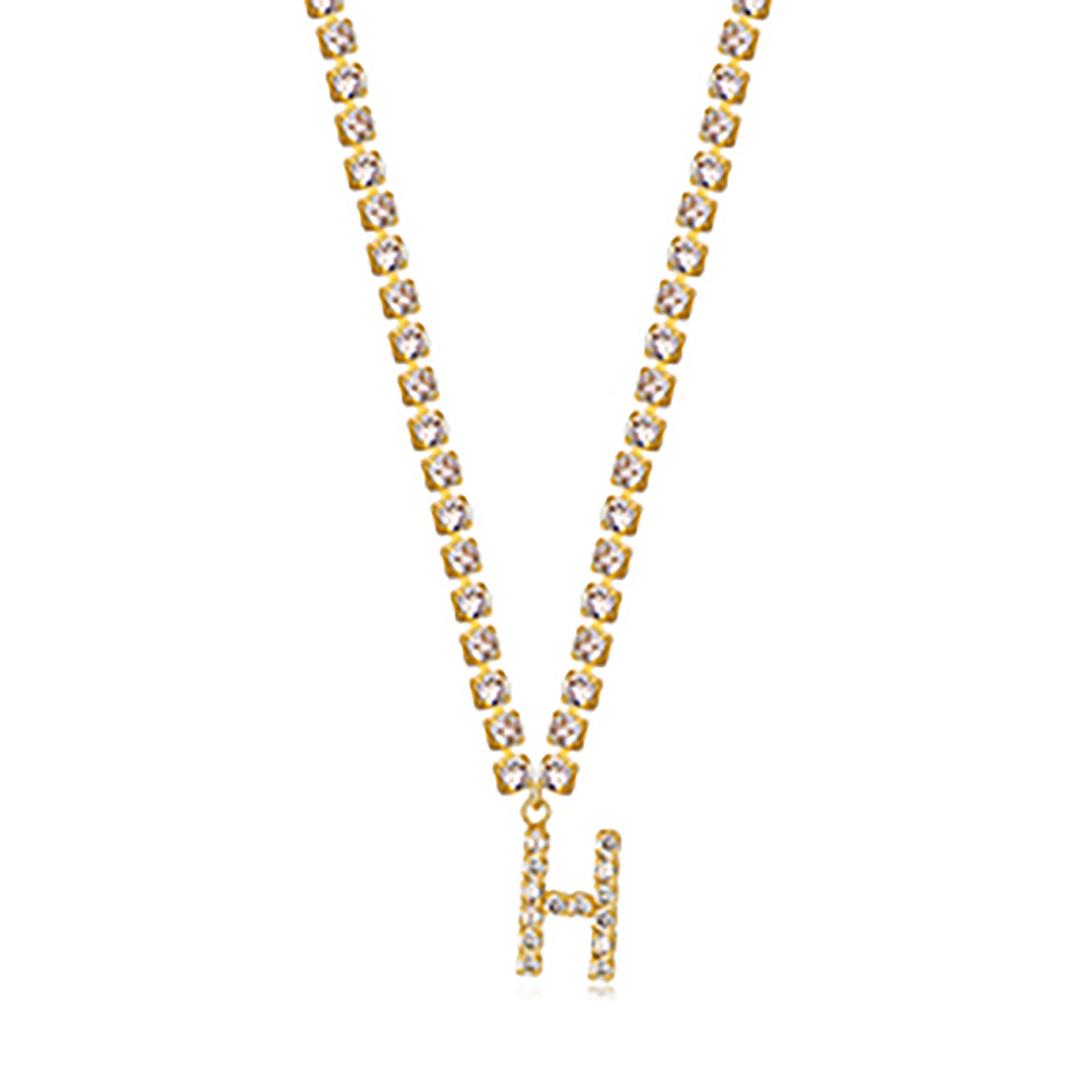 18K Gold Plated CZ Letters Pendant Necklace AnChus