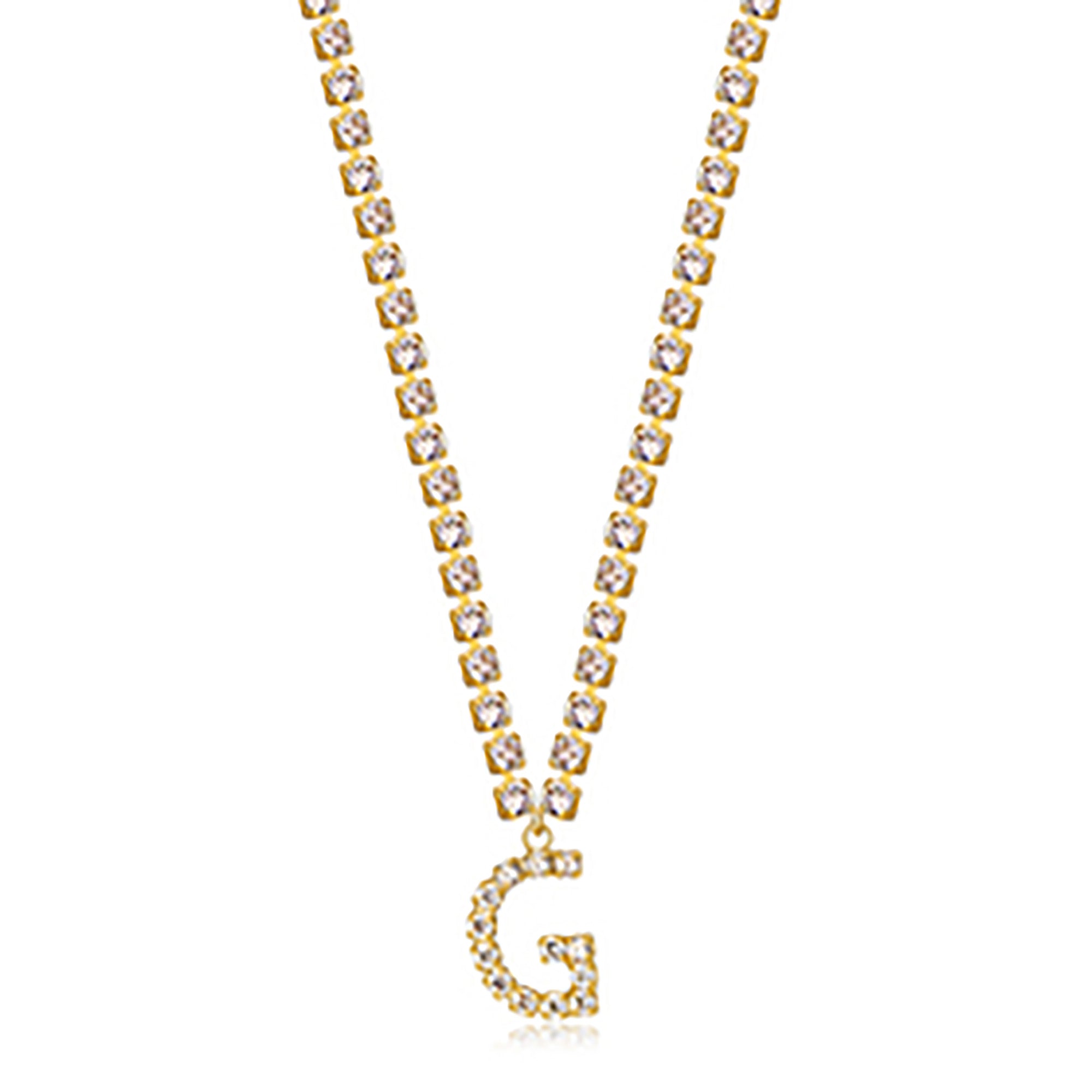 18K Gold Plated CZ Letters Pendant Necklace AnChus