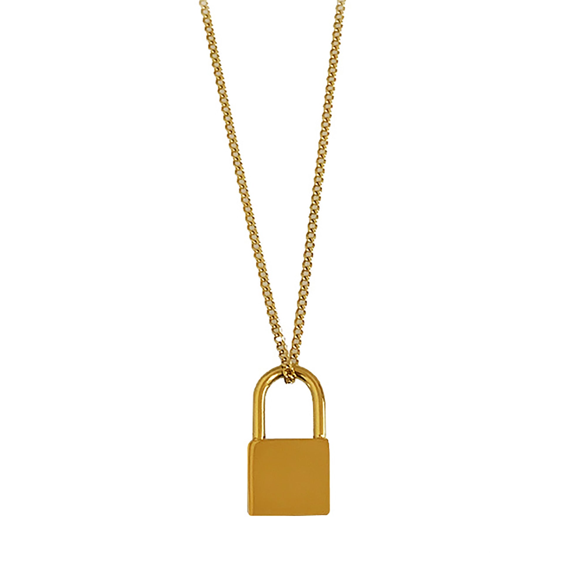 18K Gold Plated Lock Pendant Necklace AnChus