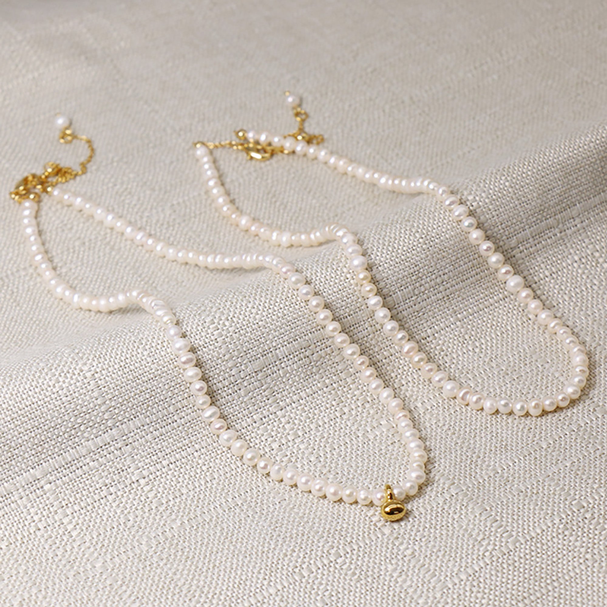 18K Gold Plated Pearl Link Necklace AnChus