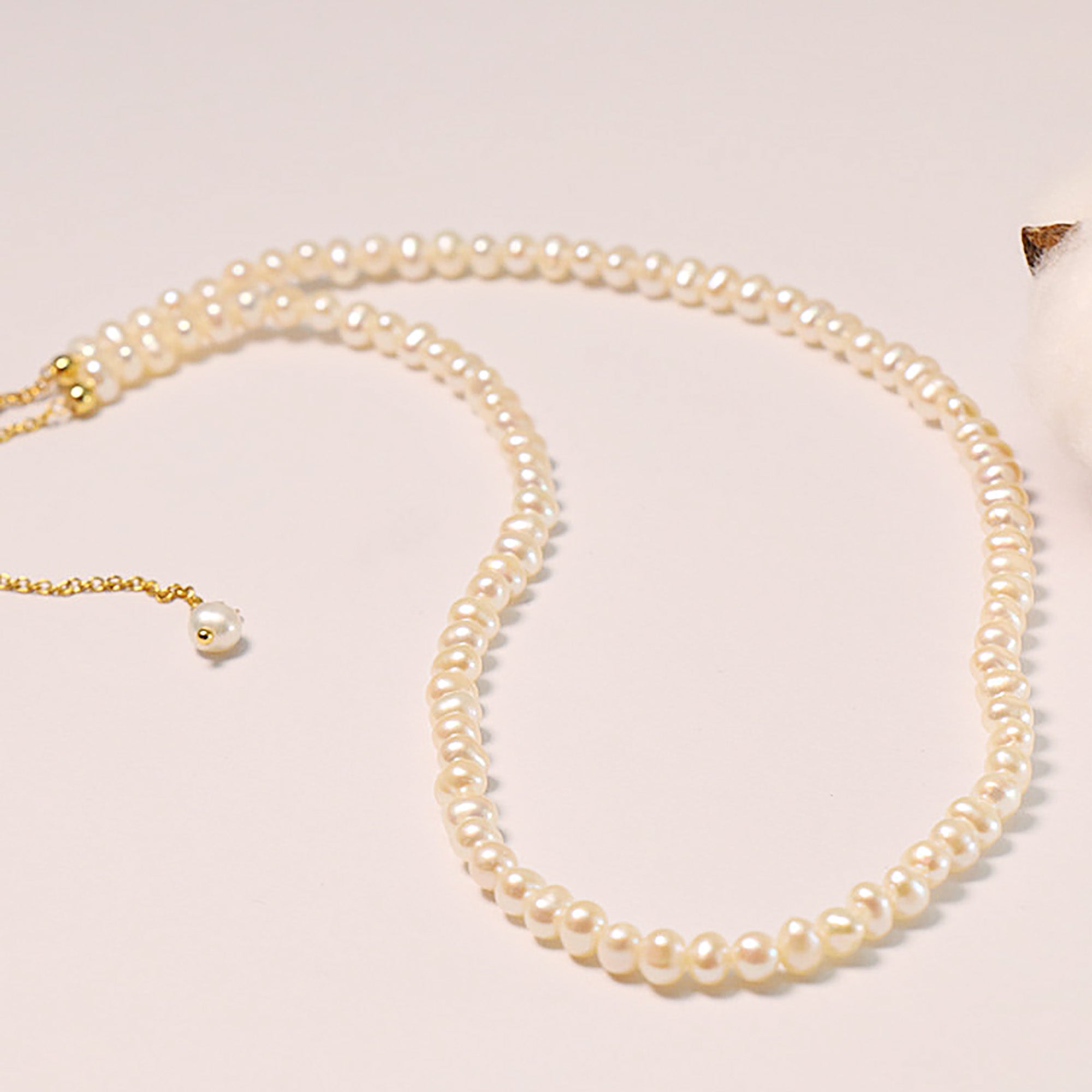 18K Gold Plated Pearl Link Necklace AnChus