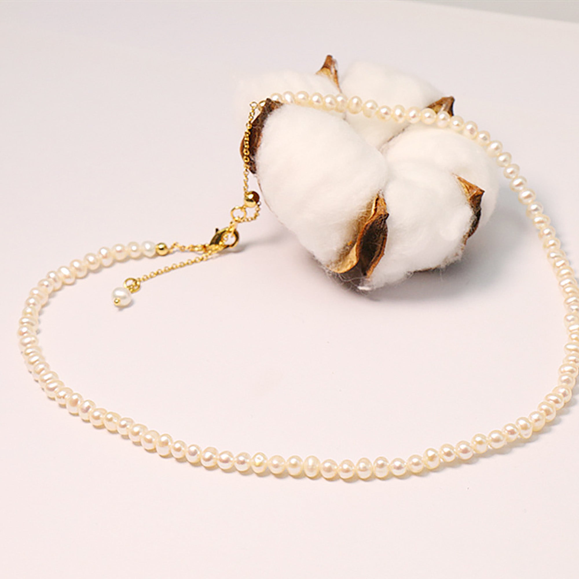 18K Gold Plated Pearl Link Necklace AnChus