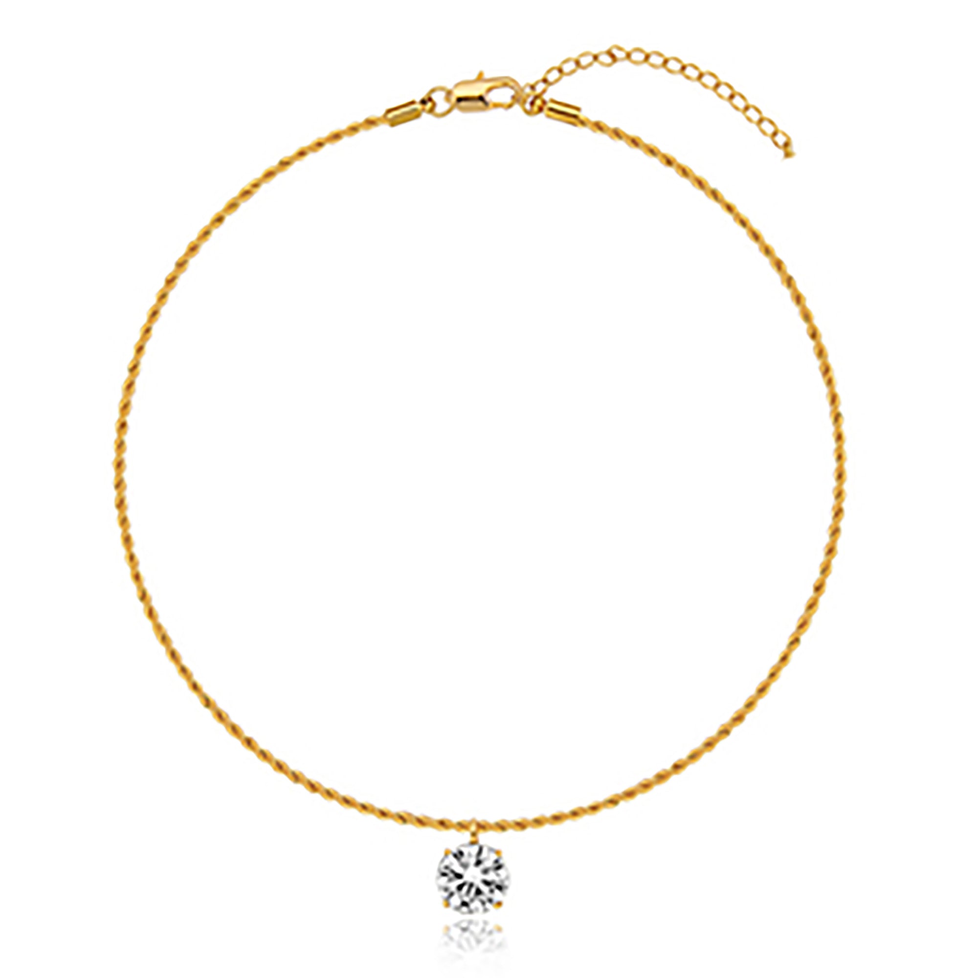 Gold Plated Round CZ Pendant Necklace AnChus