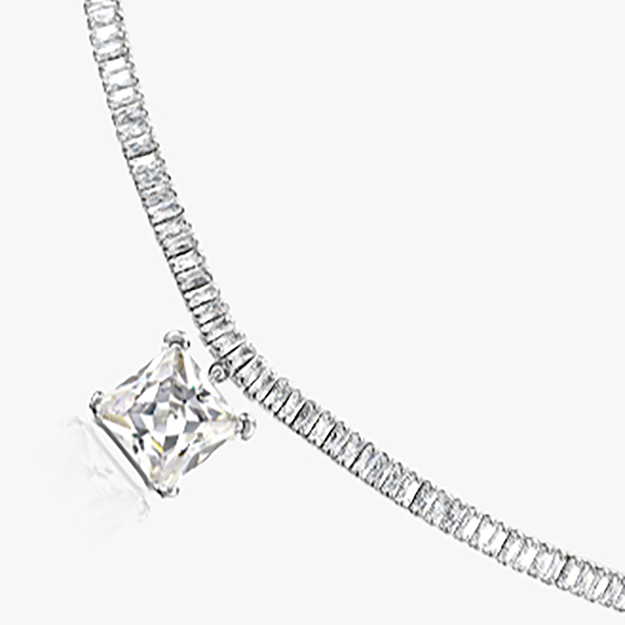 White Gold Plated Square CZ Pendant Necklace AnChus