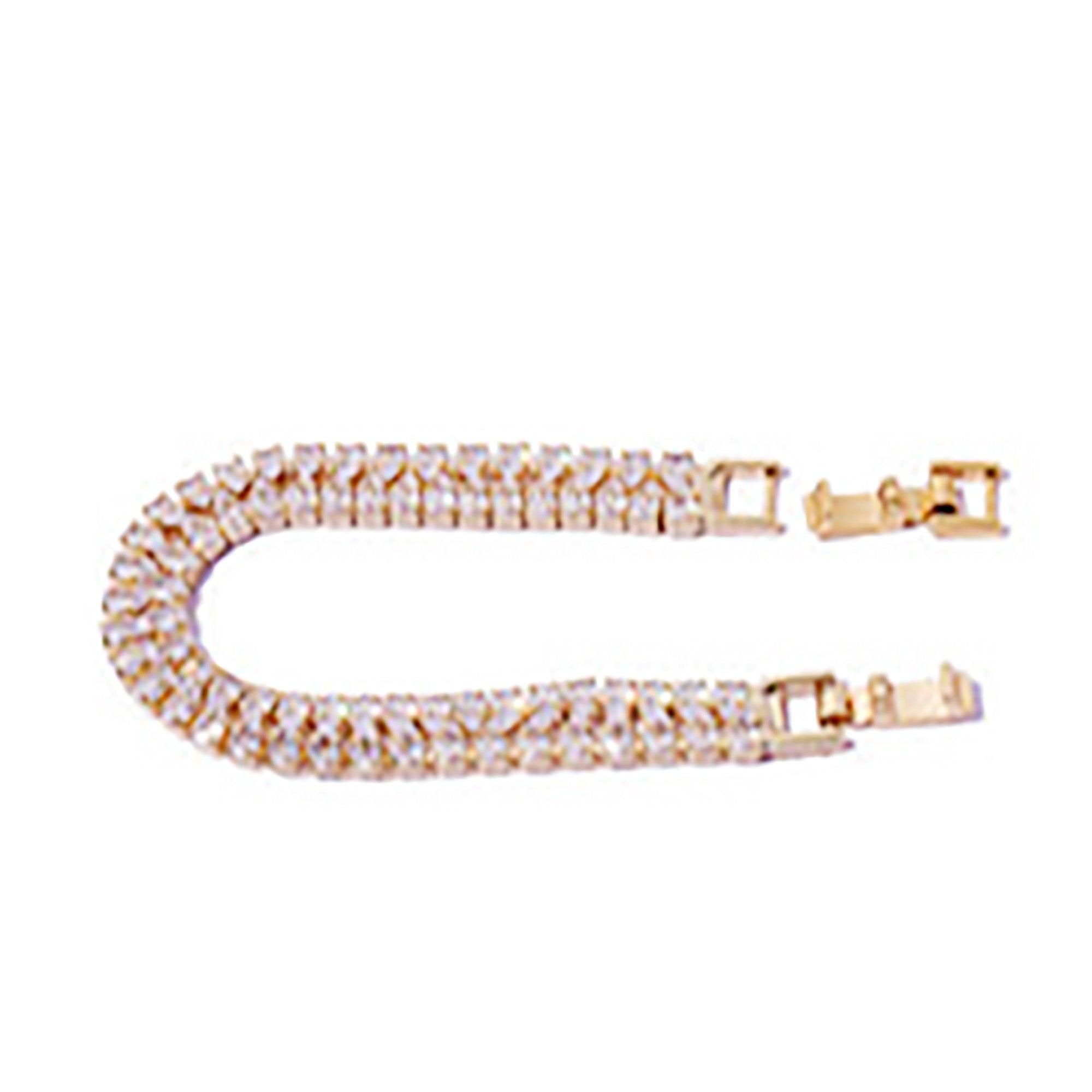 Gold Plated Cateyes Layered Tennis CZ Cubic Zirconia Bracelet