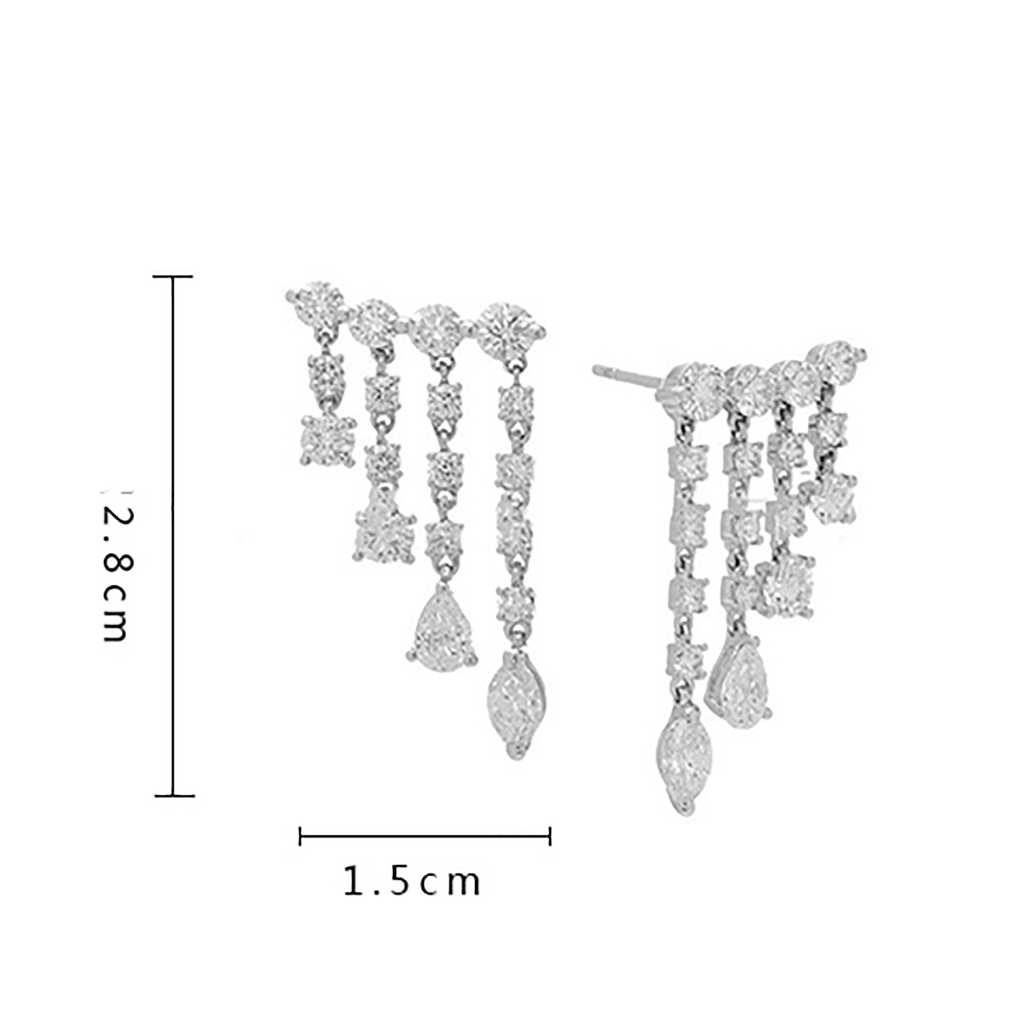 Gold Plated CZ Link Fringe Earrings