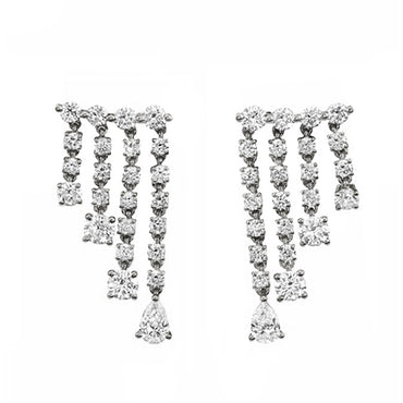 Gold Plated CZ Link Fringe Earrings