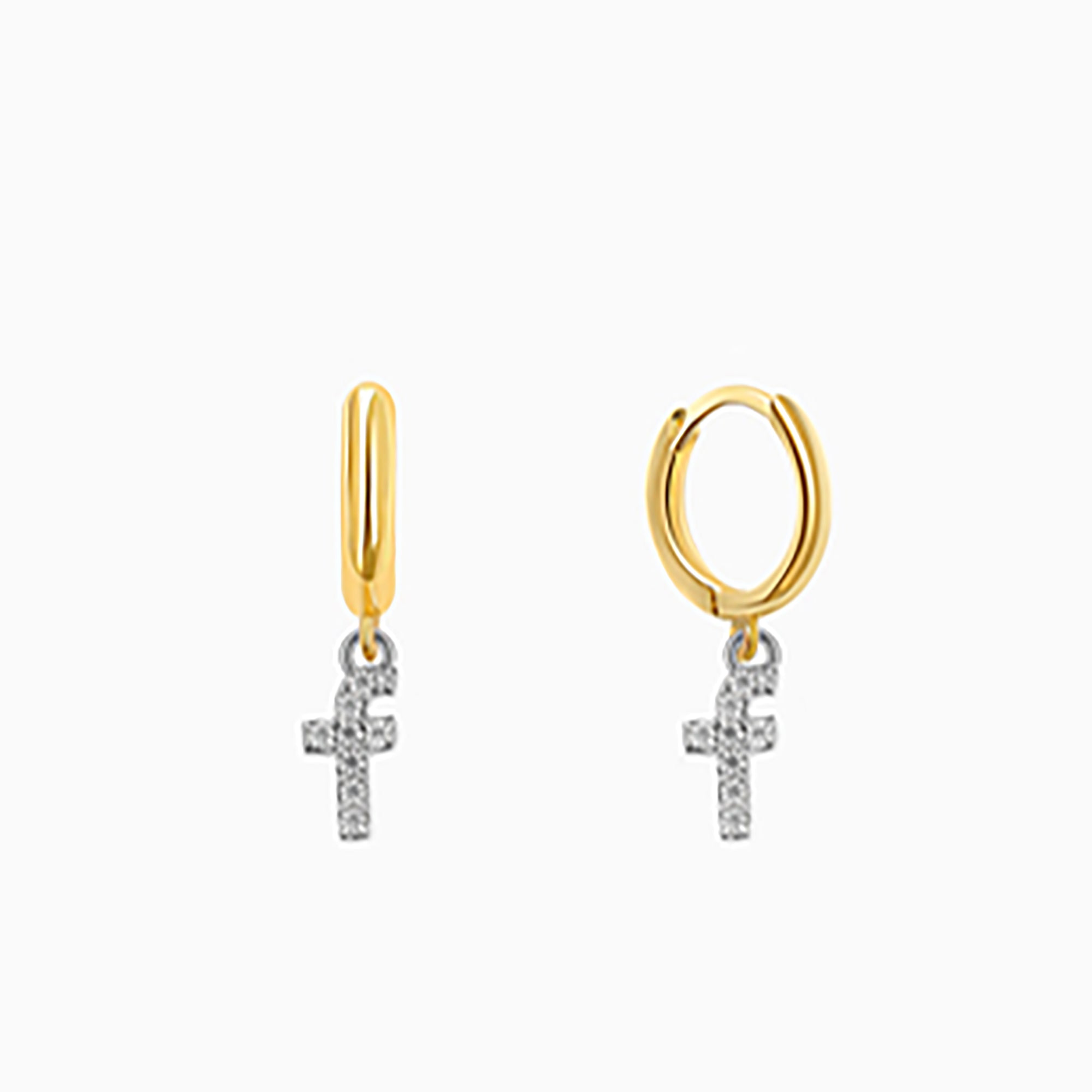 18K Gold Plated CZ initial Letter Hoop Earrings  Dangle