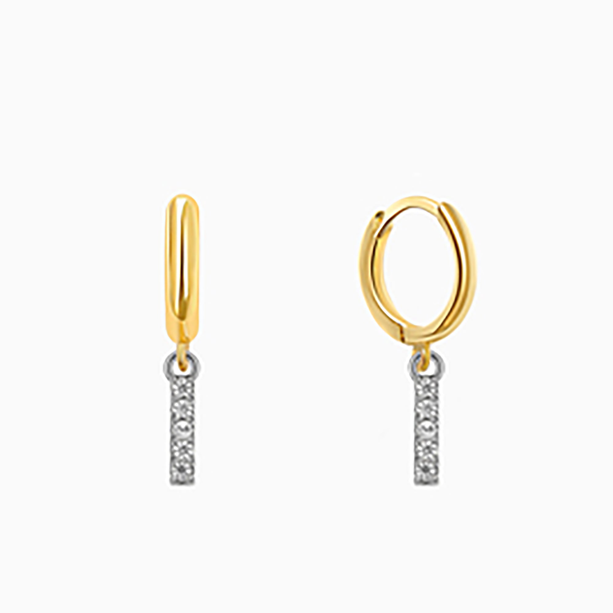 18K Gold Plated CZ initial Letter Hoop Earrings  Dangle