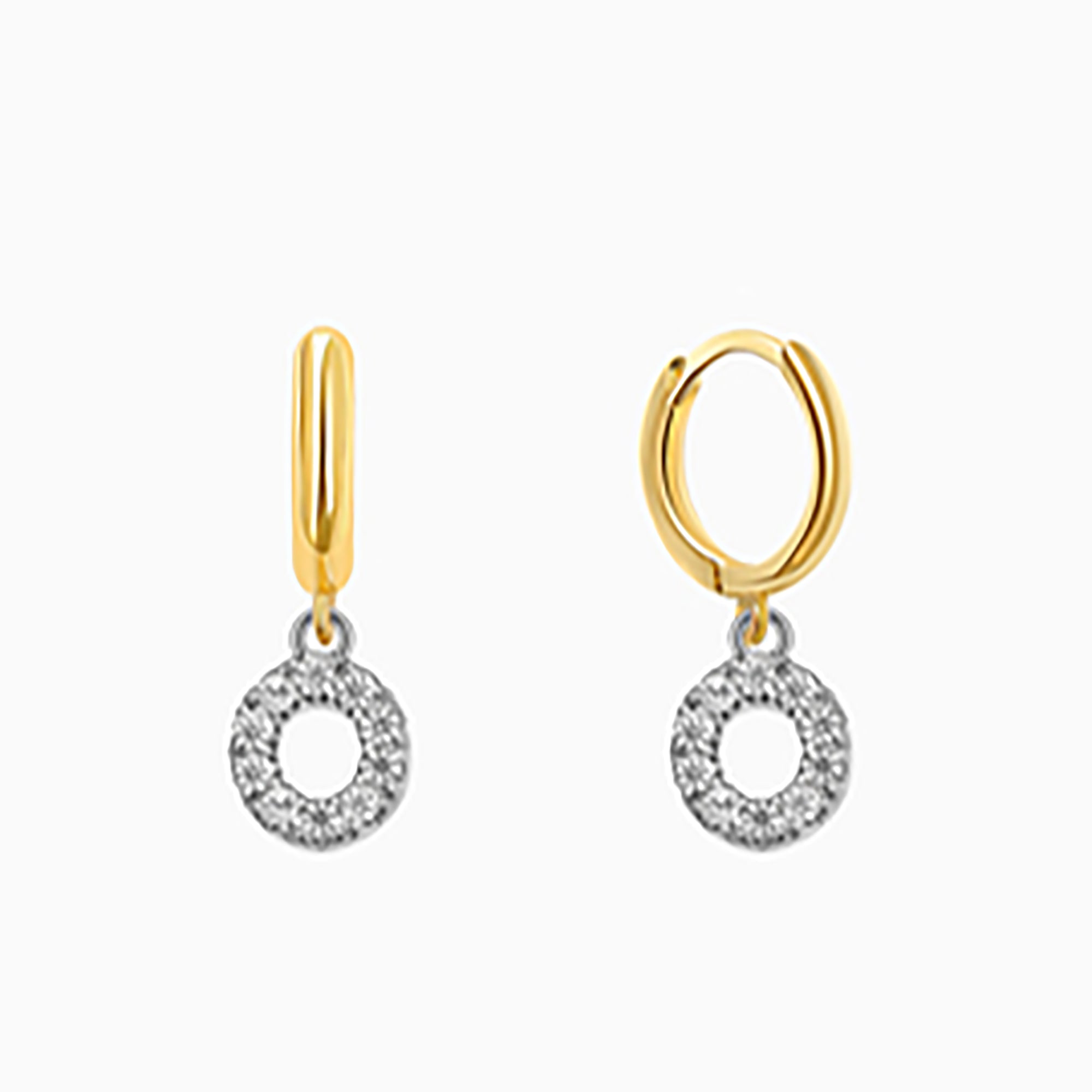 18K Gold Plated CZ initial Letter Hoop Earrings  Dangle